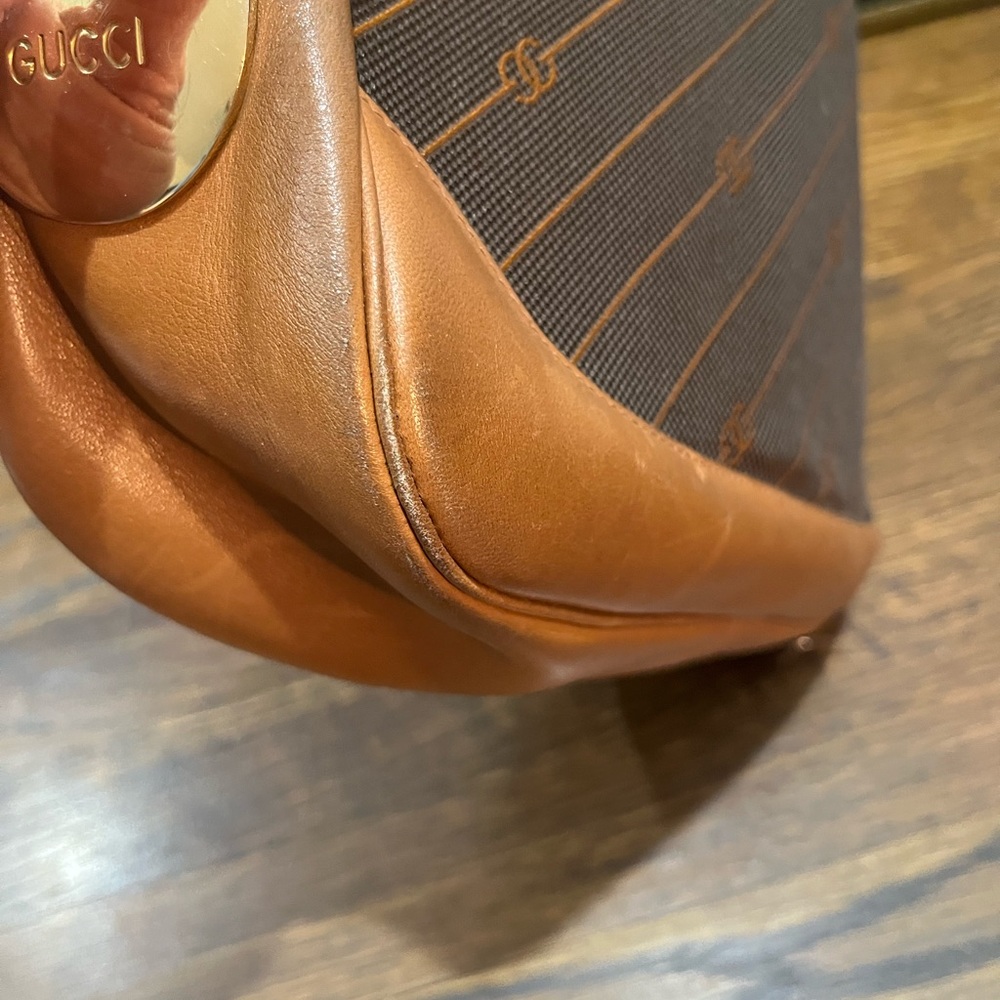 Gucci Vintage Interlocking GG shoulder bag, brown canvas with leather trim - Picture 4 of 14